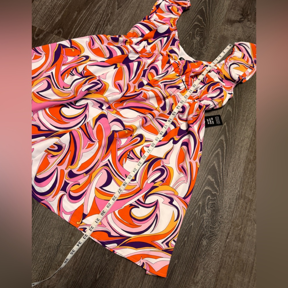 Express Swirl Print Mini Dress Colorful Short Flutter Sleeves Lined.  Sz M. NWT! - Picture 9 of 13